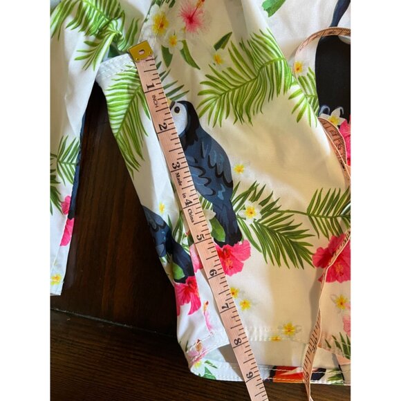Milankerr Tropical Floral Toucan White Lined Swimming Trunks Size XL - Picture 8 of 8